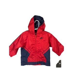 Nike Baby Size 18 Mo Full Zip Up Hooded Lightweight Jacket Red & Blue NWT